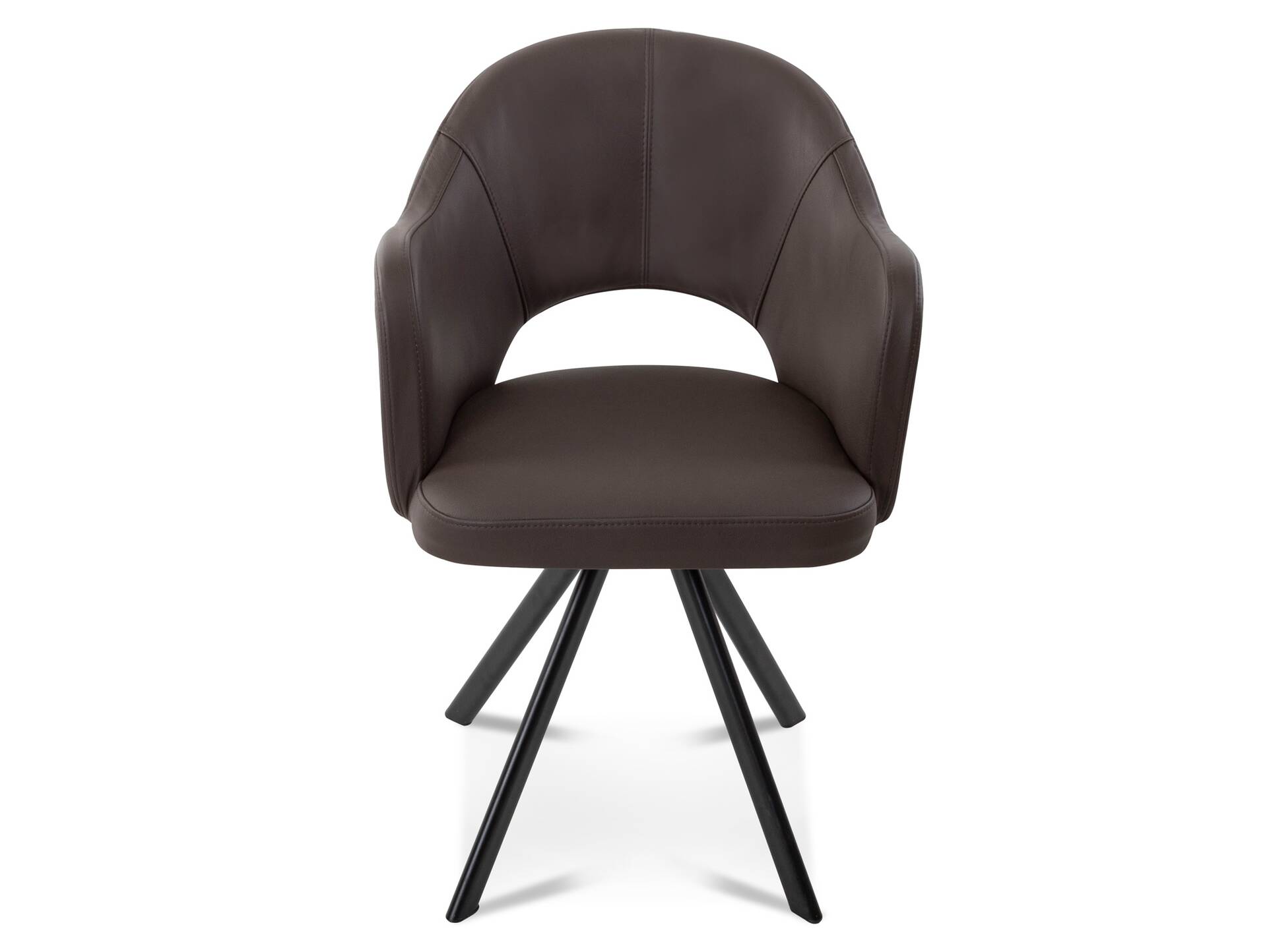 DOLORA 2er SET Schalenstühle, Gestell Eisen schwarz mit Drehfunktion | Echtleder | braun