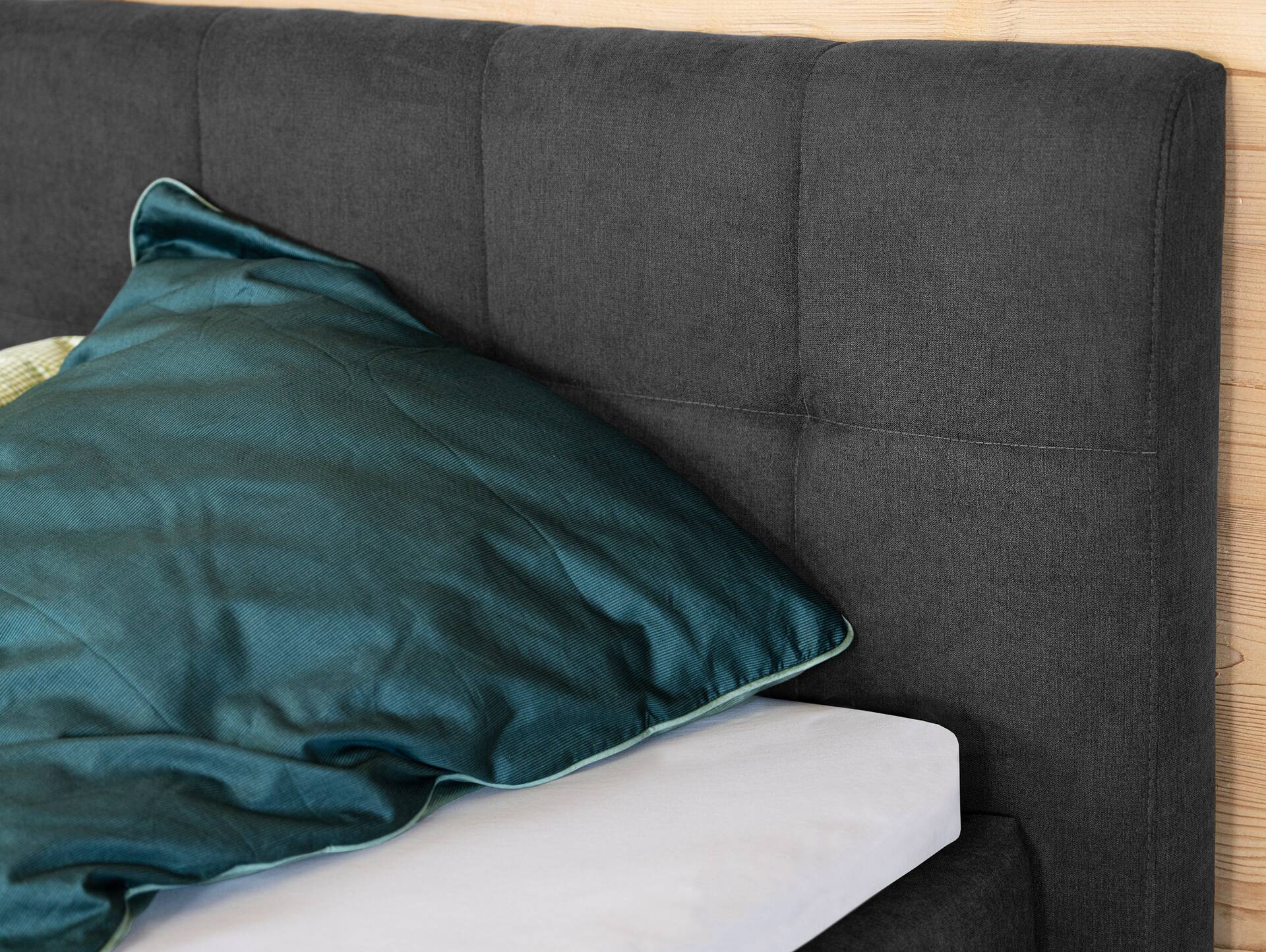 ARTEMIS NEW Boxspringbett, Material Stoff 160 x 200 cm | Anthrazit | Härtegrad 2
