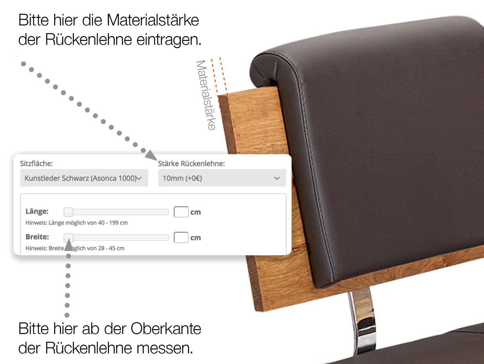 Maßrückenpolster für Maßbank 