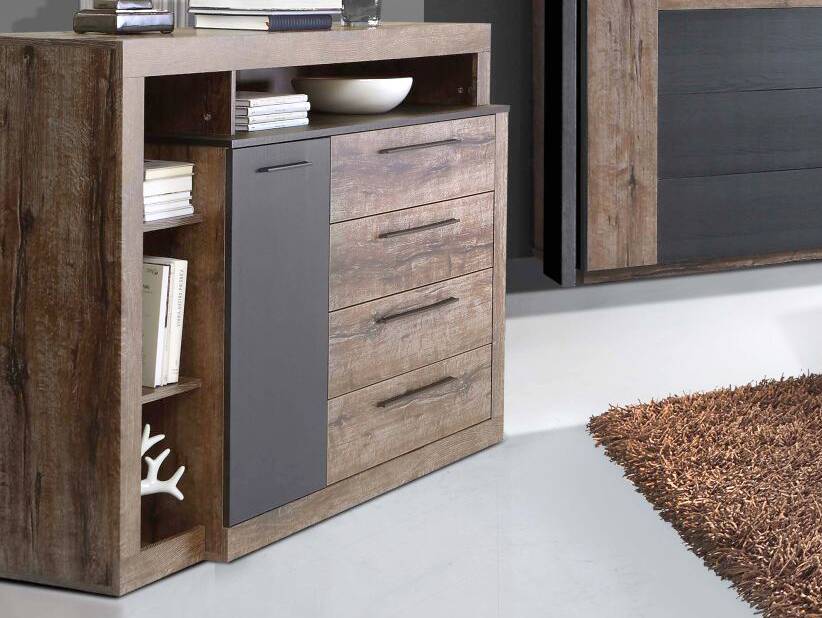 ERLIN Sideboard, Material Dekorspanplatte, schlammeichefarbig 