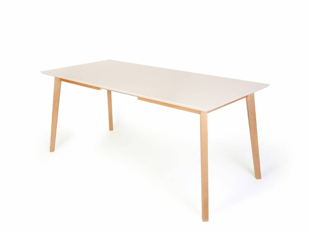 VINCENT Esstisch, Material Massivholz 140/185 x 80 cm | Eiche/weiss