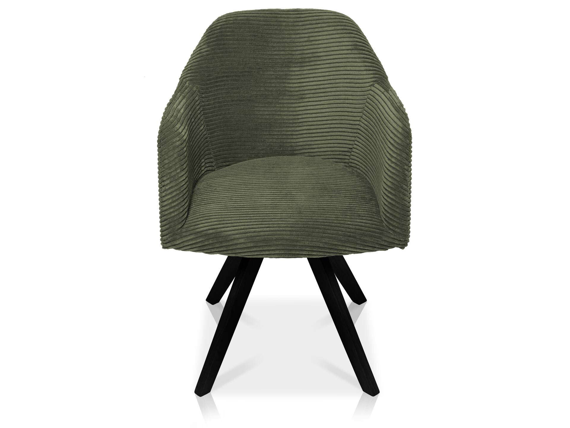 FINDI Schalenstuhl, Gestell Massivholz/Cordbezug olive | Buche schwarz lackiert