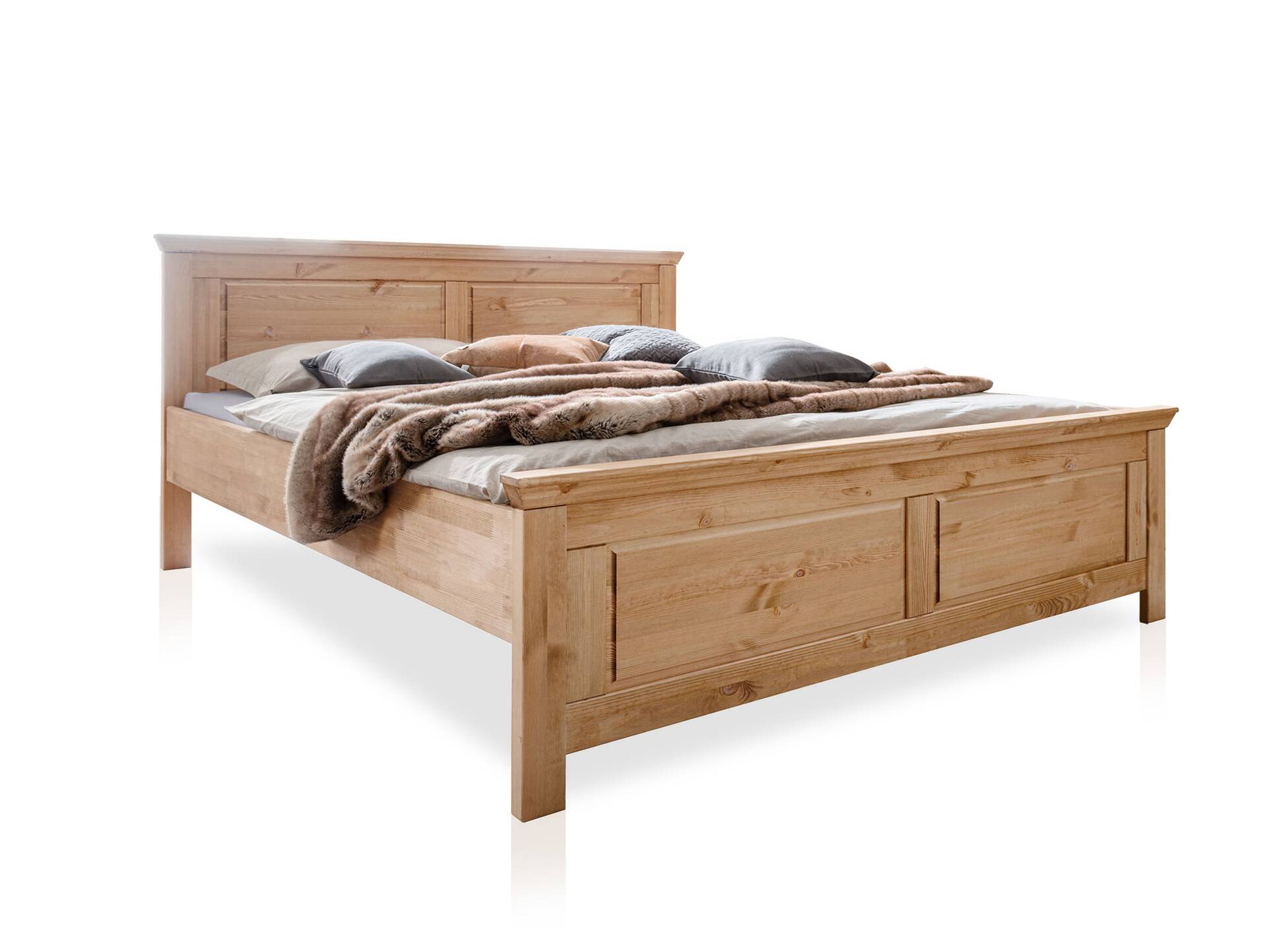 PALERMO Doppelbett 180x200 cm, Material Massivholz, Kiefer eichefarbig gebeizt 