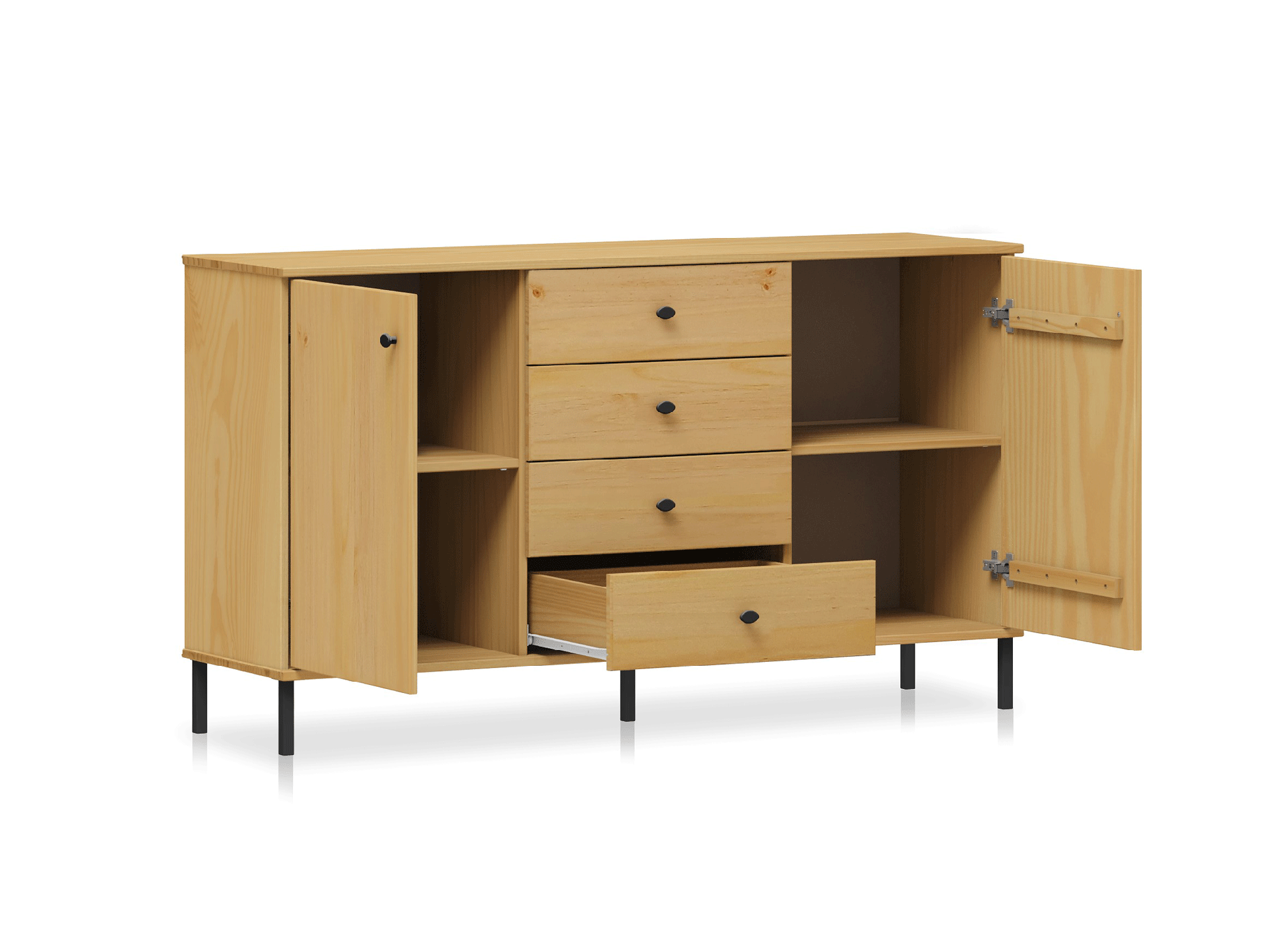 AYKO Sideboard III, Material Massivholz, Kiefer eichefarbig lackiert 