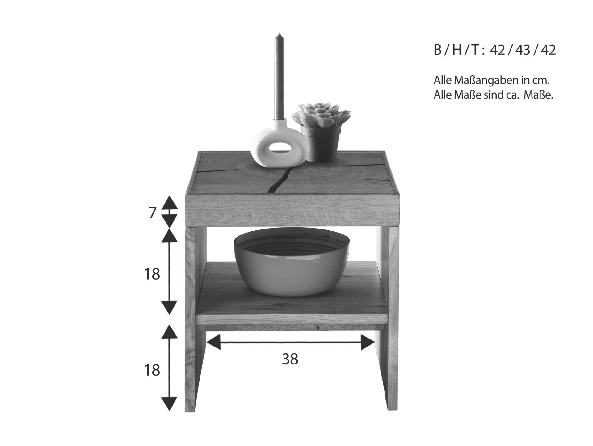NATANO Couchtisch III, Material Massivholz, Wildeiche mit Hirnholz 