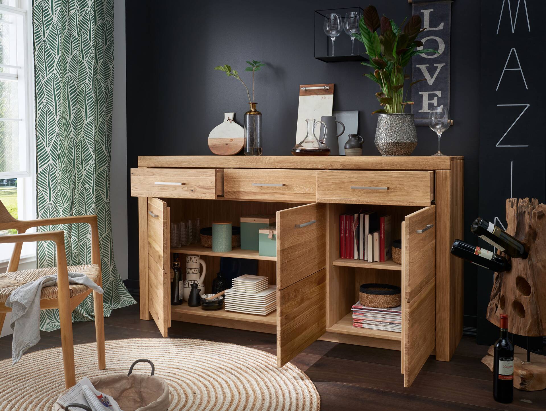 KAMILLA Sideboard II, Material Massivholz, Wildeiche geölt 