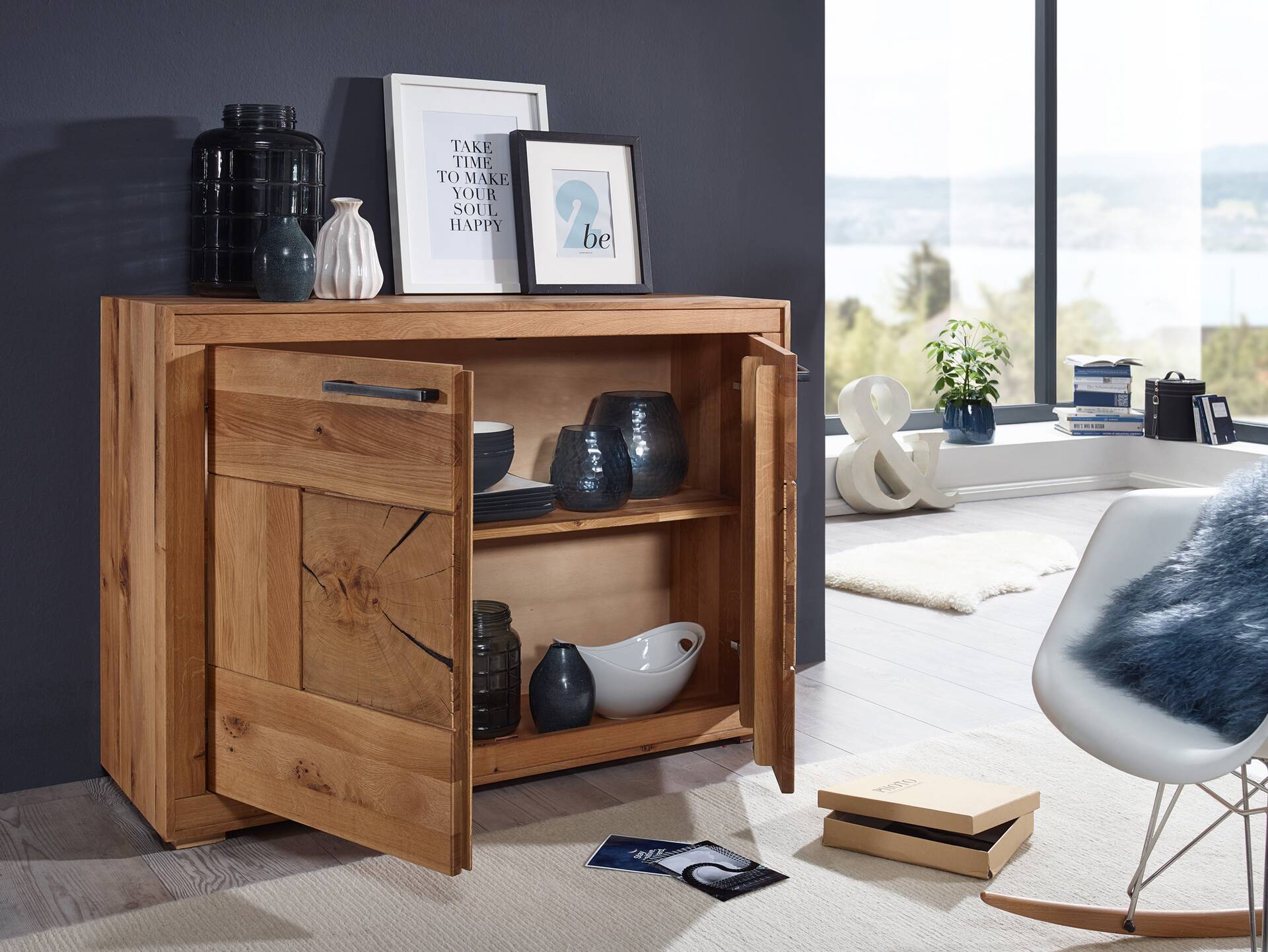 WINSTON II Sideboard, Material Massivholz, Wildeiche geölt 