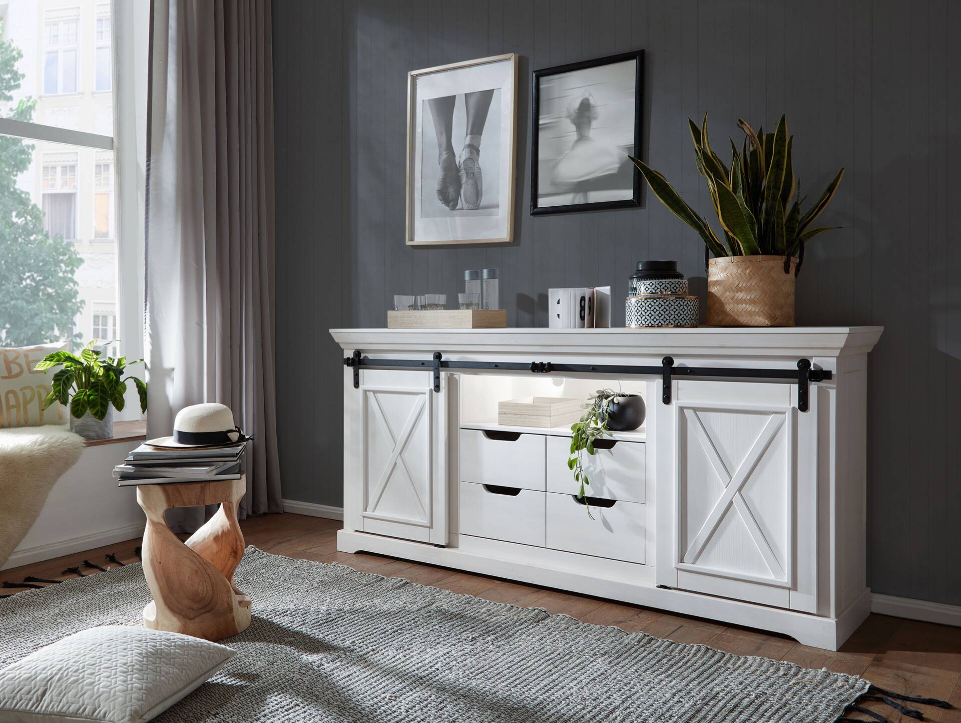 KANSAS Sideboard II, Material Massivholz, Kiefer weiß 