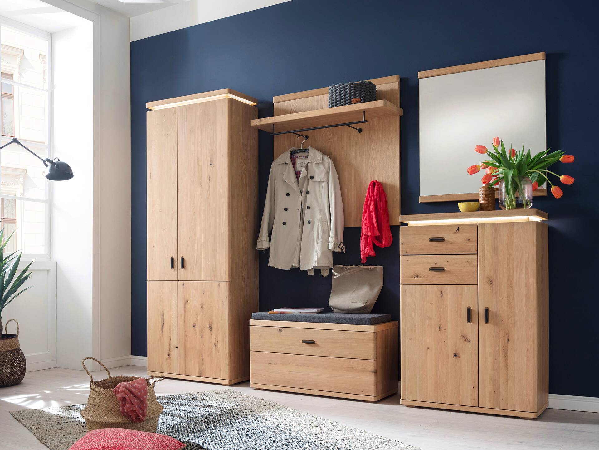 BRINSTONE Garderobenpaneel I, Material Spanplatte, Eiche Bianco furniert 