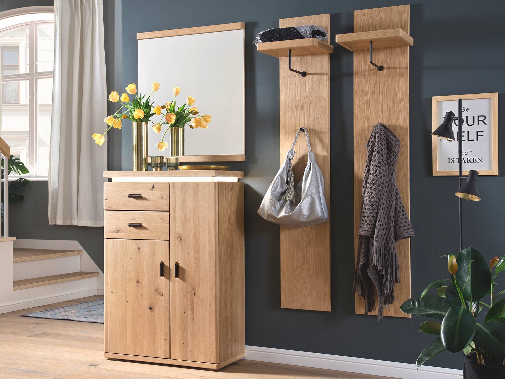 BRINSTONE Garderobenpaneel II, Material Spanplatte, Eiche Bianco furniert 