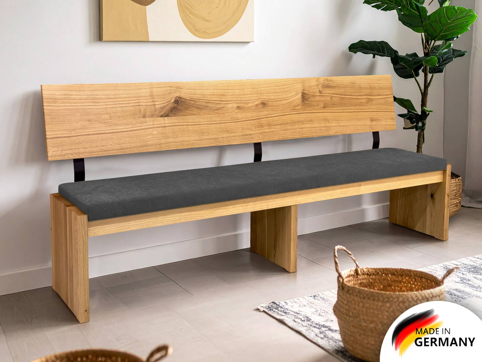 GENIA Esstischbank Sitzbank nach Maß, Material Kunstleder/Massivholz 