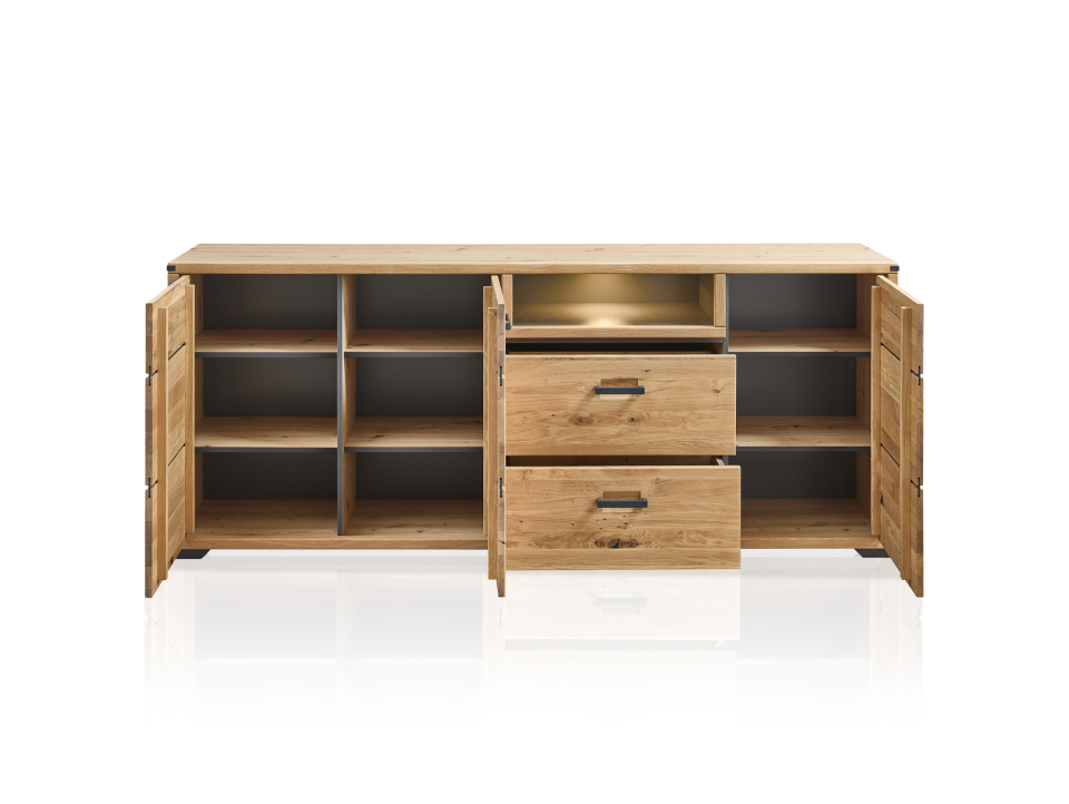 GOJA Sideboard II, teilmassiv, Artisan Eiche / graphitfarbig 