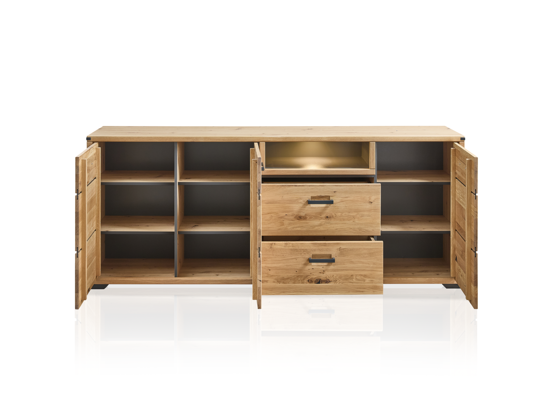 GOJA Sideboard II, teilmassiv, Artisan Eiche / graphitfarbig 