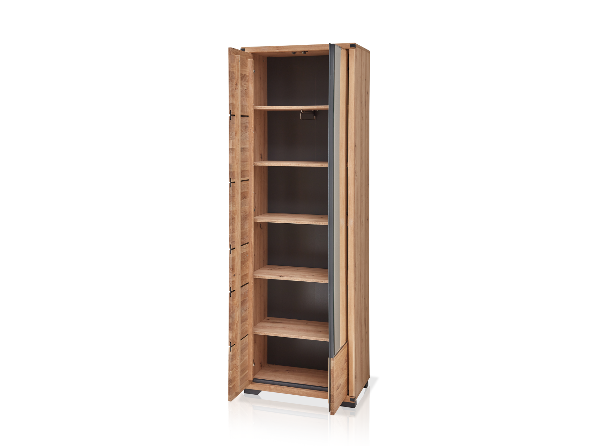 GOJA Garderobenschrank, Material teilmassiv, Artisan Wildeiche/graphitfarbig 