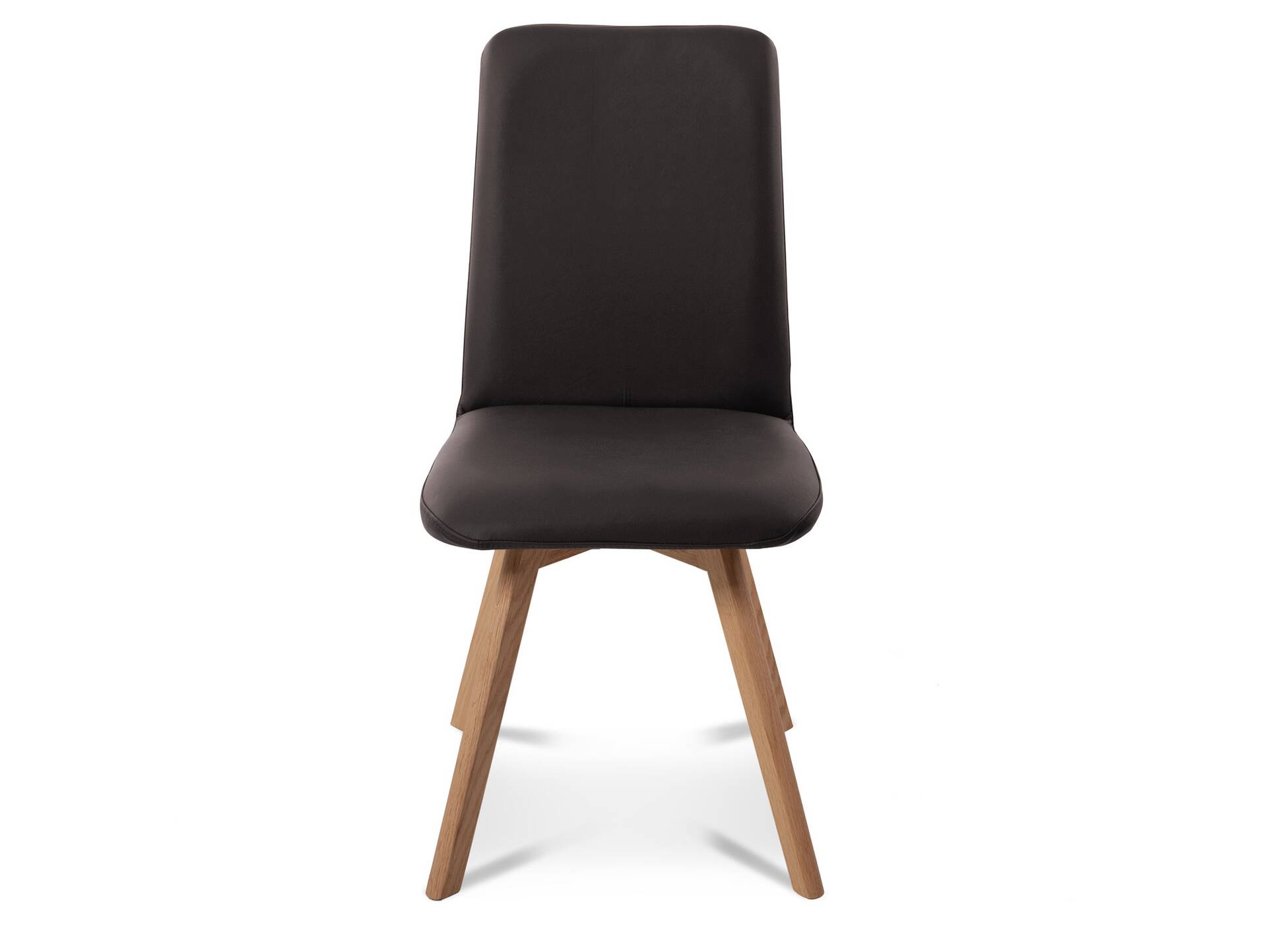 GLORIA 2er SET Polsterstühle, Gestell Massivholz ohne Drehfunktion | Echtleder | braun
