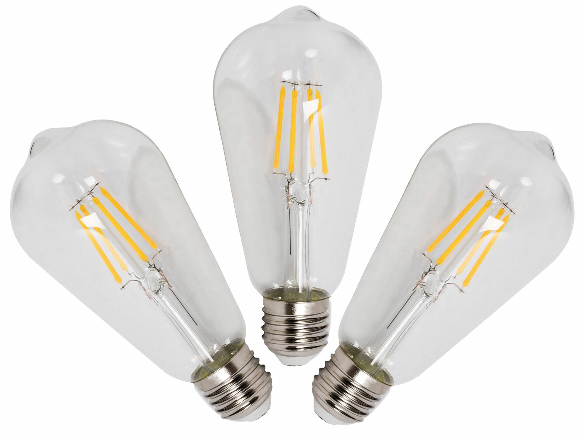 3er Set LED Filament Glühbirnen schmal, E27, 4 Watt, warmweiss 