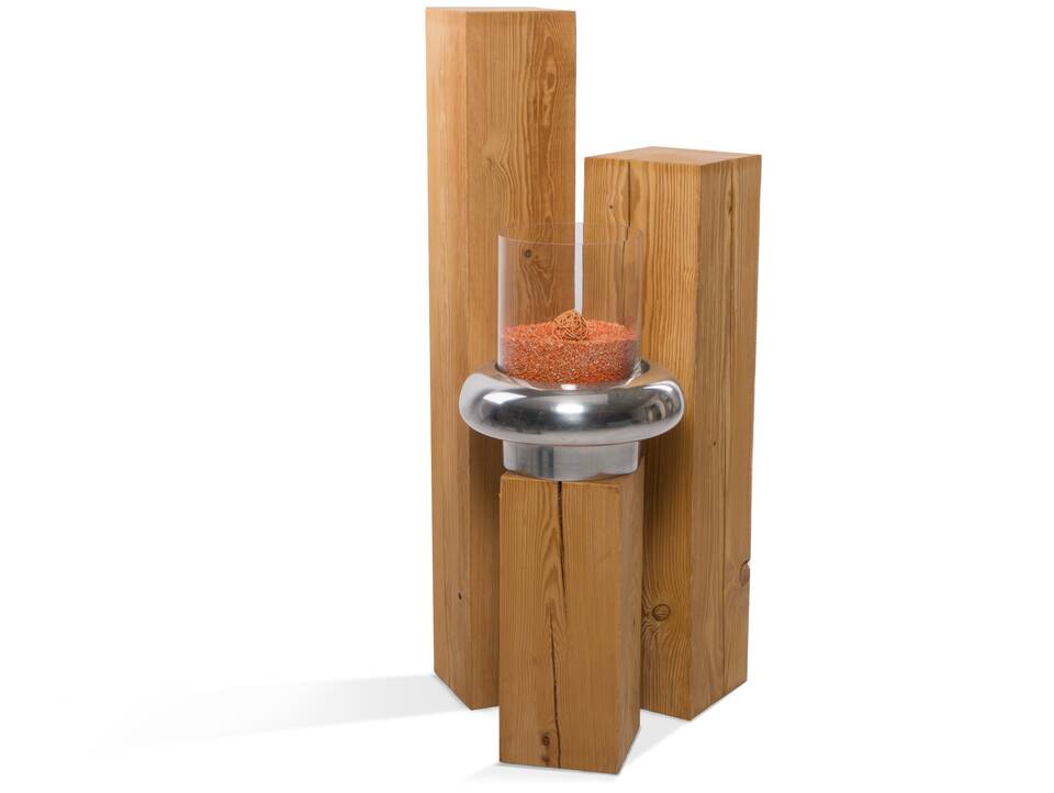 CURBY Blumensäule in rustikaler Altholzoptik, Fichte massiv 15x15 cm | 80 cm | gebürstet
