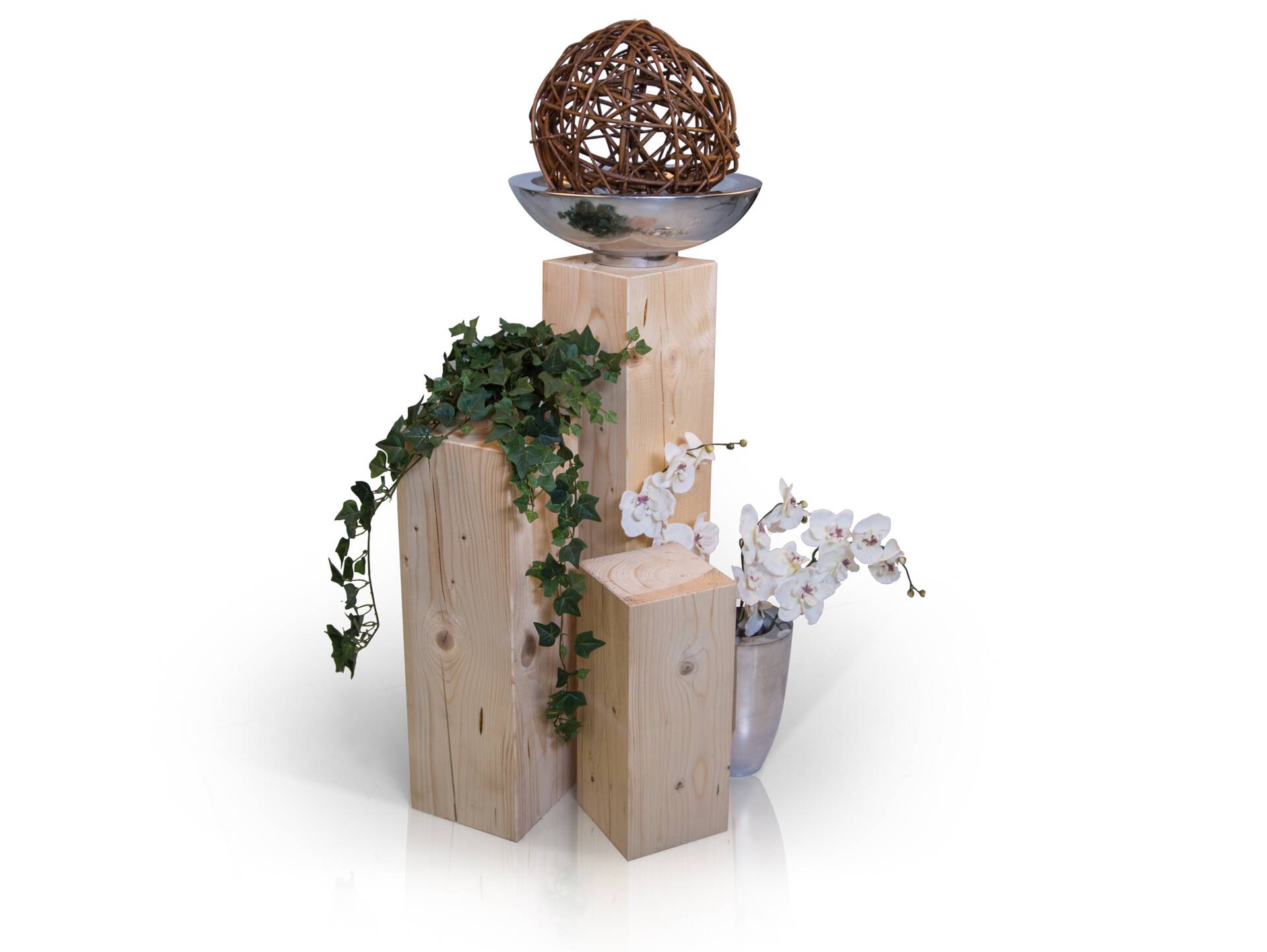 Blumensäule / Dekosäule, Material Massivholz, Fichte massiv natur | 17x17 cm | 40 cm