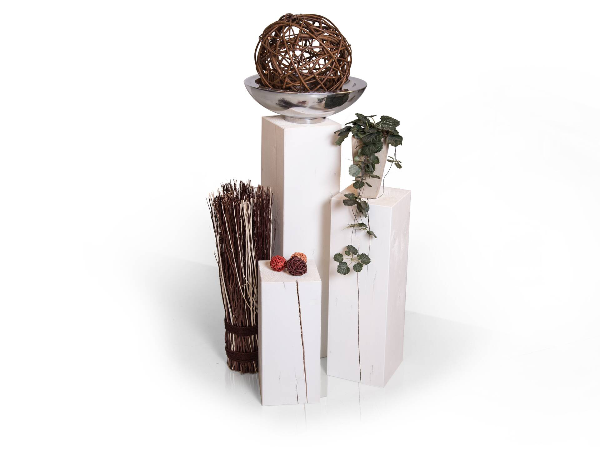 Blumensäule / Dekosäule, Material Massivholz, Fichte massiv weiss | 17x17 cm | 60 cm