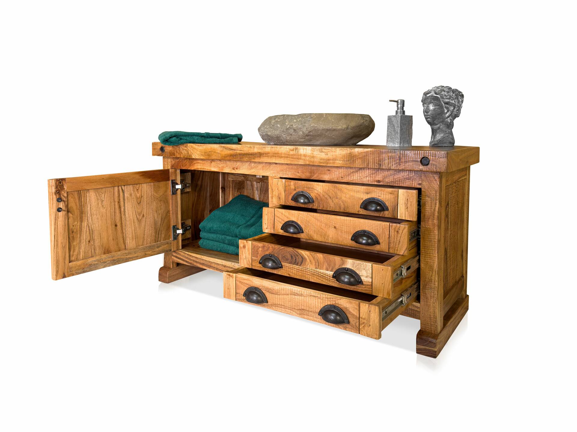 WINCHESTER Waschbeckenunterschrank II, Material Massivholz, Mango rustikal 