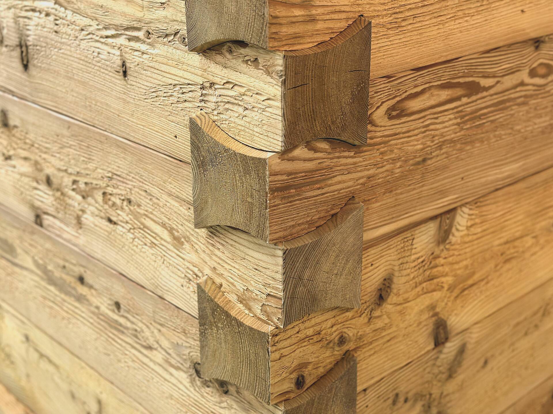 KLINGSCHROT Blockwandschalung/Nut- und Federbrett/Schalungsbrett, Material Massivholz, gehackt/gebürstet THERMO-Fichte | 2.5 Meter