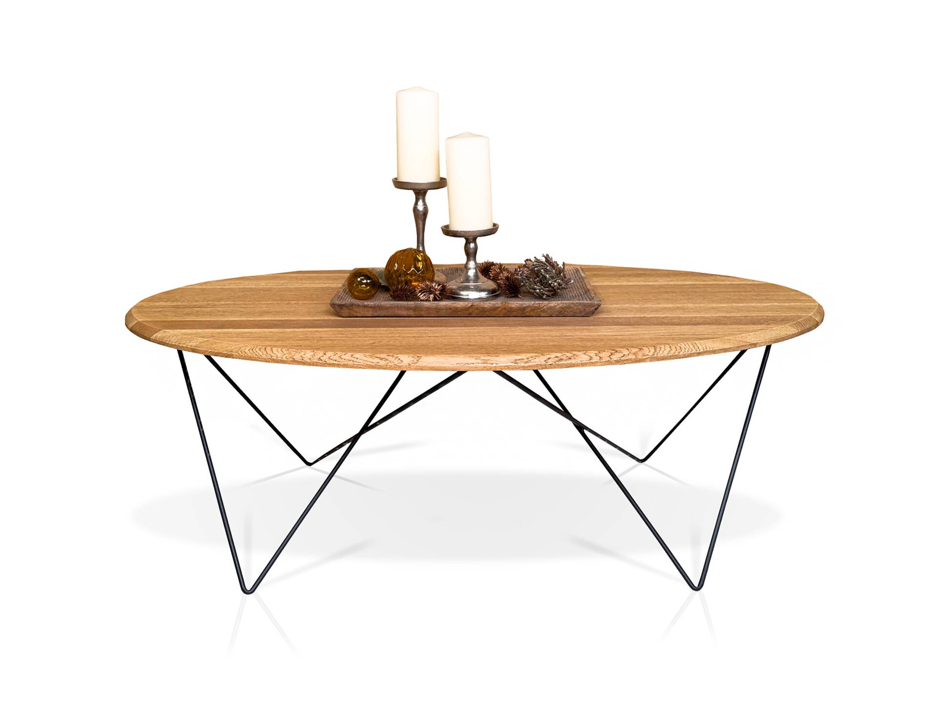 DOBBIN Couchtisch, Material Massivholz/Metall, Eiche geölt/schwarz 
