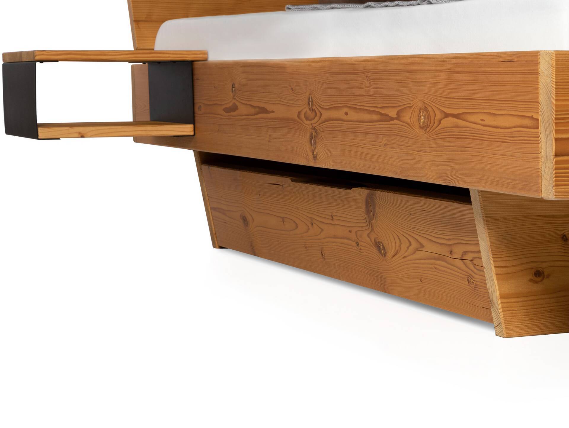 CURBY Bettschublade für Wangenbett, Material Massivholz, Thermo-Fichte NATUR 