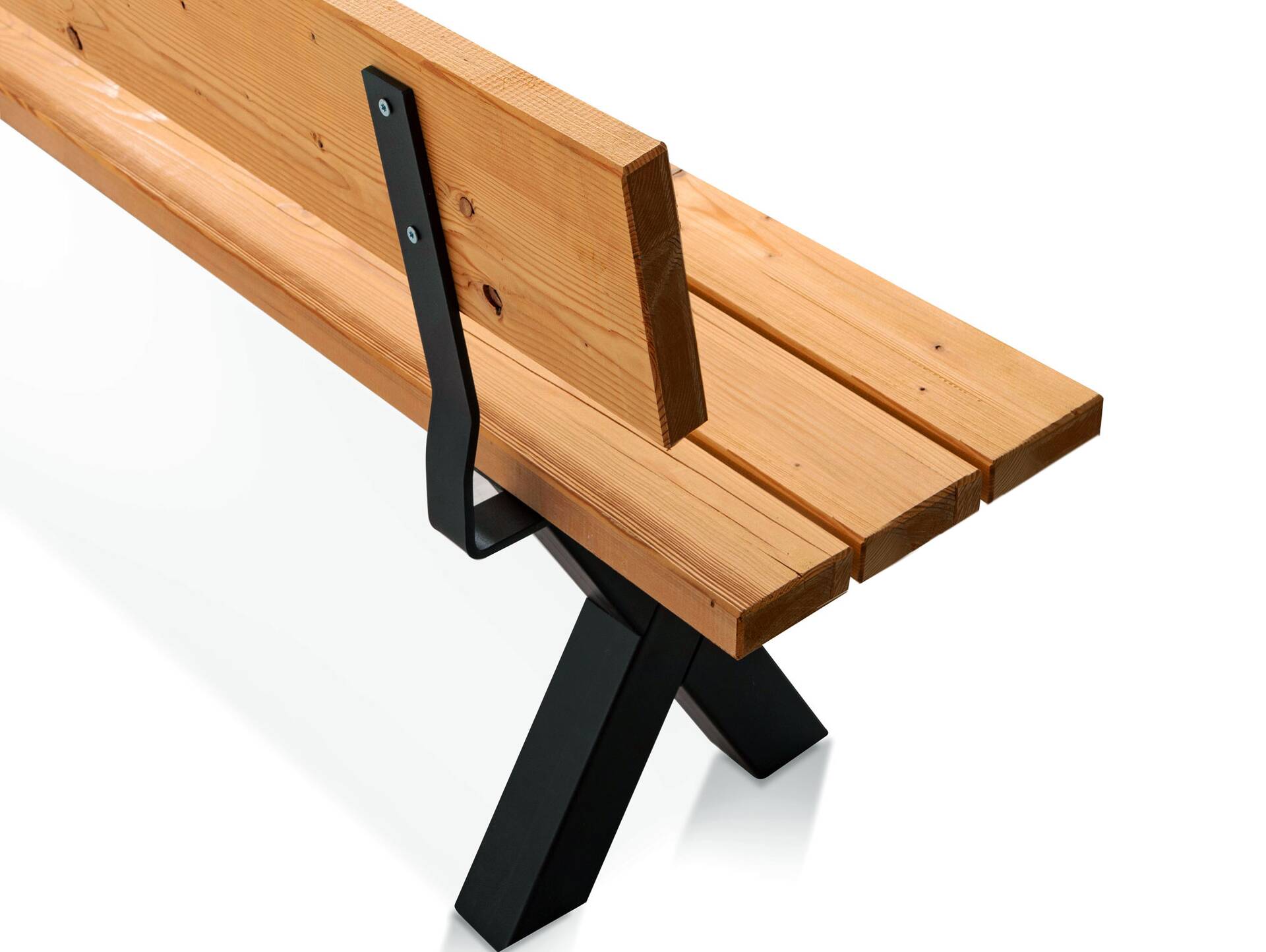 KENTUCKY Sitzbank / Gartenbank mit X-Beinen, Altholzoptik, Material Massivholz, THERMO-Fichte gebürstet/lasiert 160 cm | mit Rückenlehne | natur