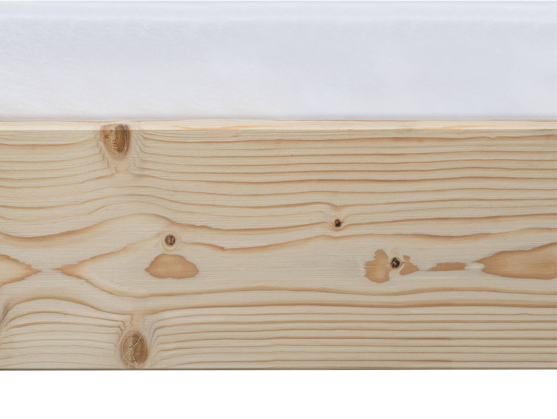 LUKY Kufenbett ohne Kopfteil, Material Massivholz, Fichte massiv, Kufen weiß 90 x 200 cm | natur