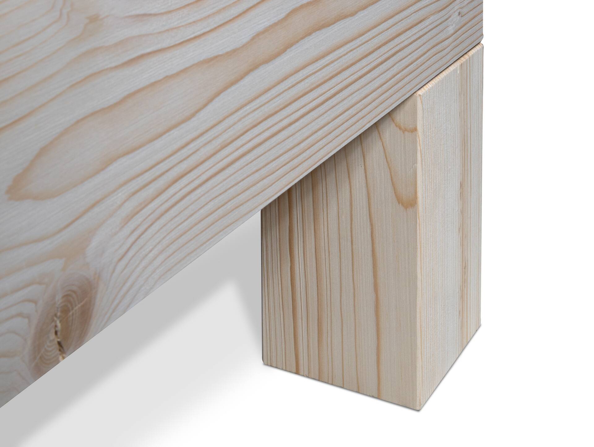 LUKY 4-Fuß-Bett, Material Massivholz, Fichte massiv, mit/ohne Kopfteil 180 x 200 cm | natur | ohne Kopfteil