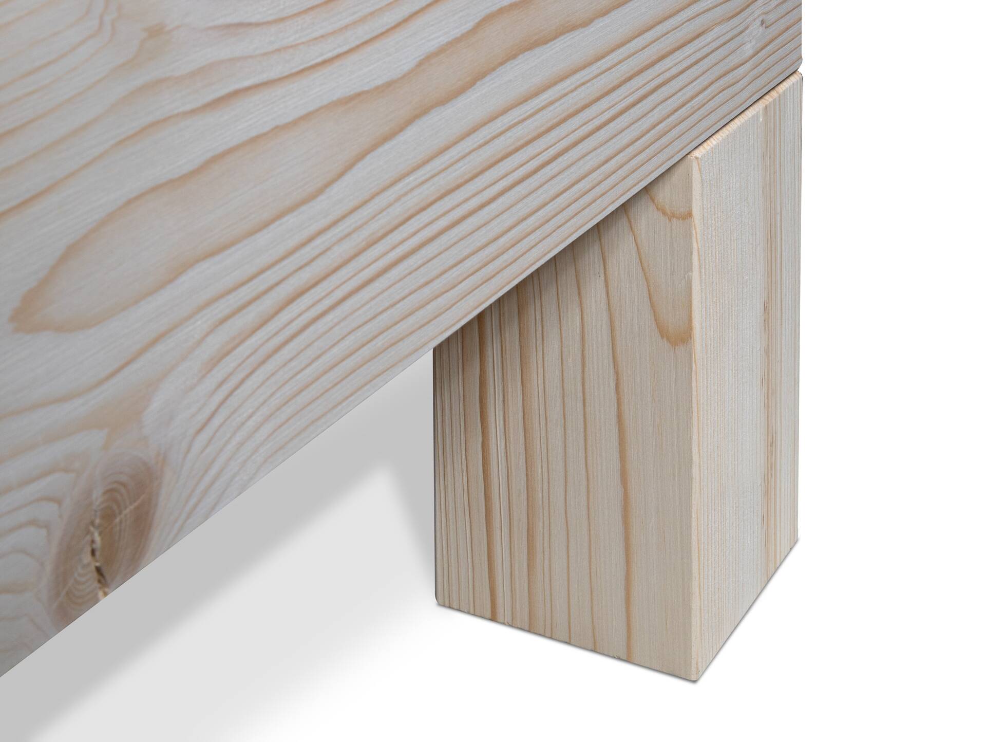 LUKY 4-Fuß-Bett mit Kopfteil, Material Massivholz, Fichte massiv 140 x 200 cm | natur