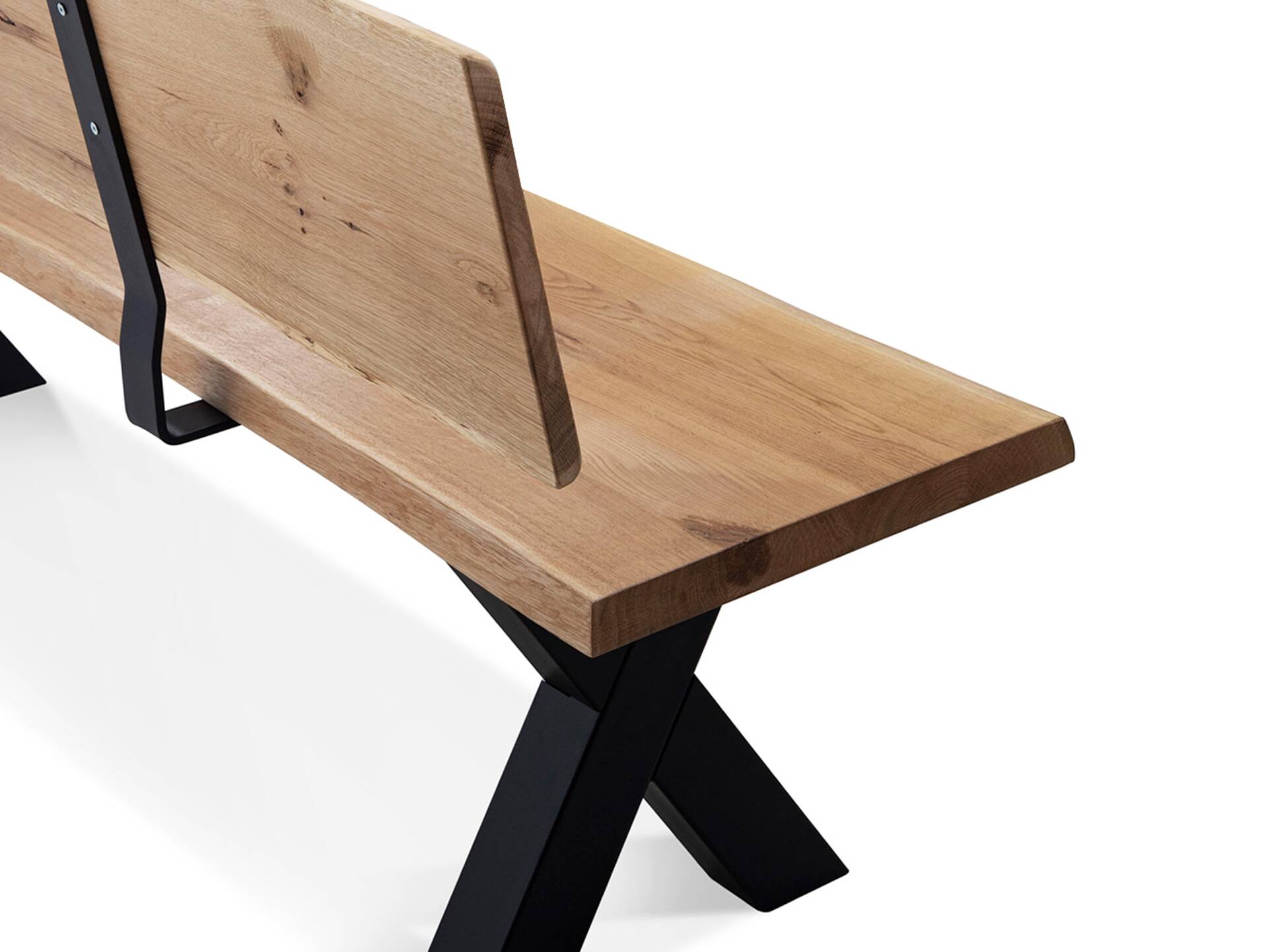 COLORADO Sitzbank mit gerader Kante, Material Massivholz/Metall, Eiche geölt 