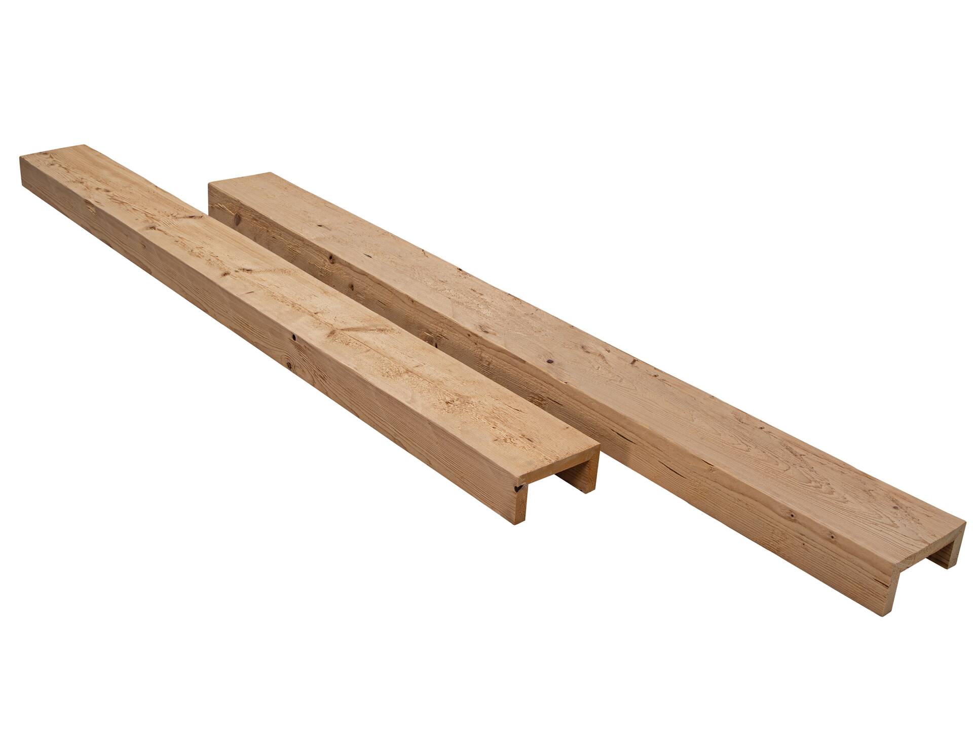 THERMO-U-Balken / Zierbalken gehackt, THERMO-Fichte, Material Massivholz 140 x 140 mm | 1 Meter