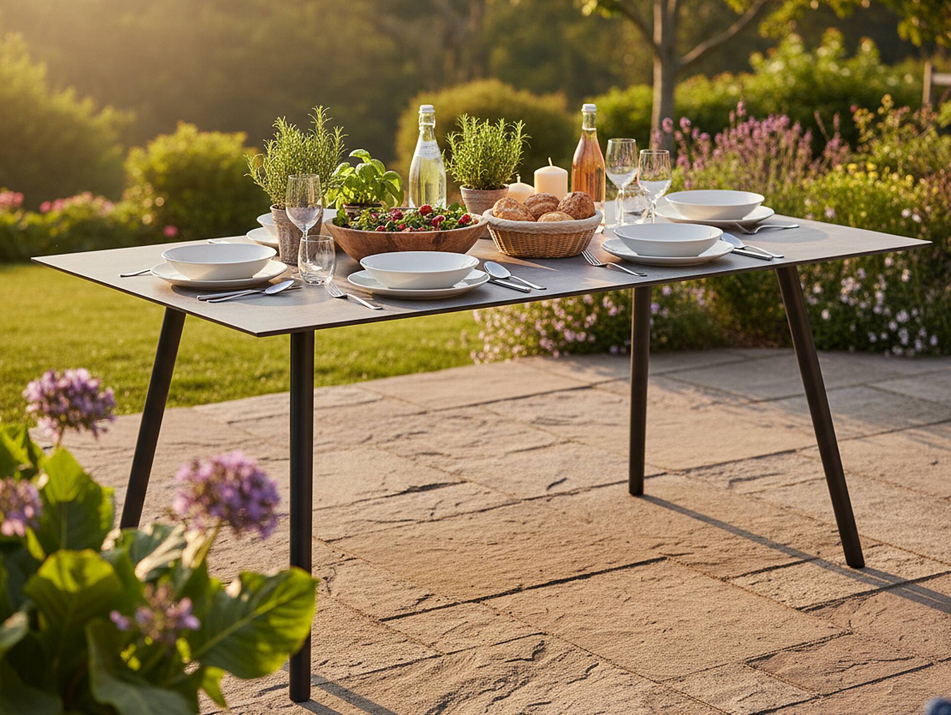 INTERNO Gartentisch 180x100, Material Aluminium, anthrazit/stone light 