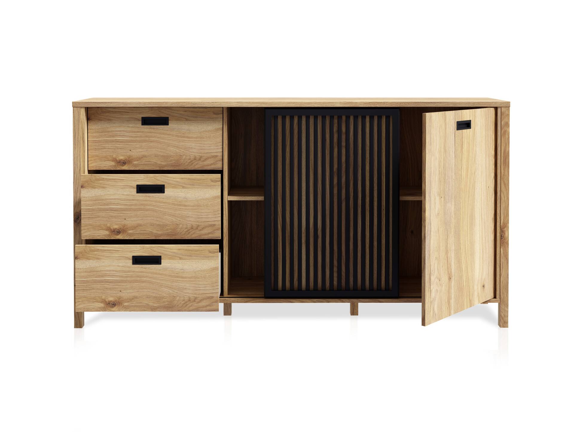 JACCO Sideboard, Material Spanplatte, Mauvella Eiche Nachbildung/schwarz 