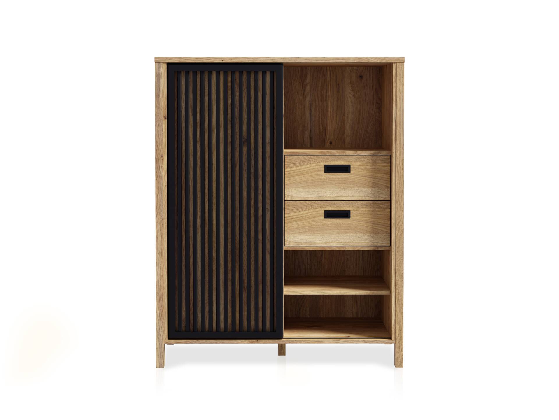 JACCO Highboard I, Material Spanplatte, Mauvella Eiche Nachbildung/schwarz 