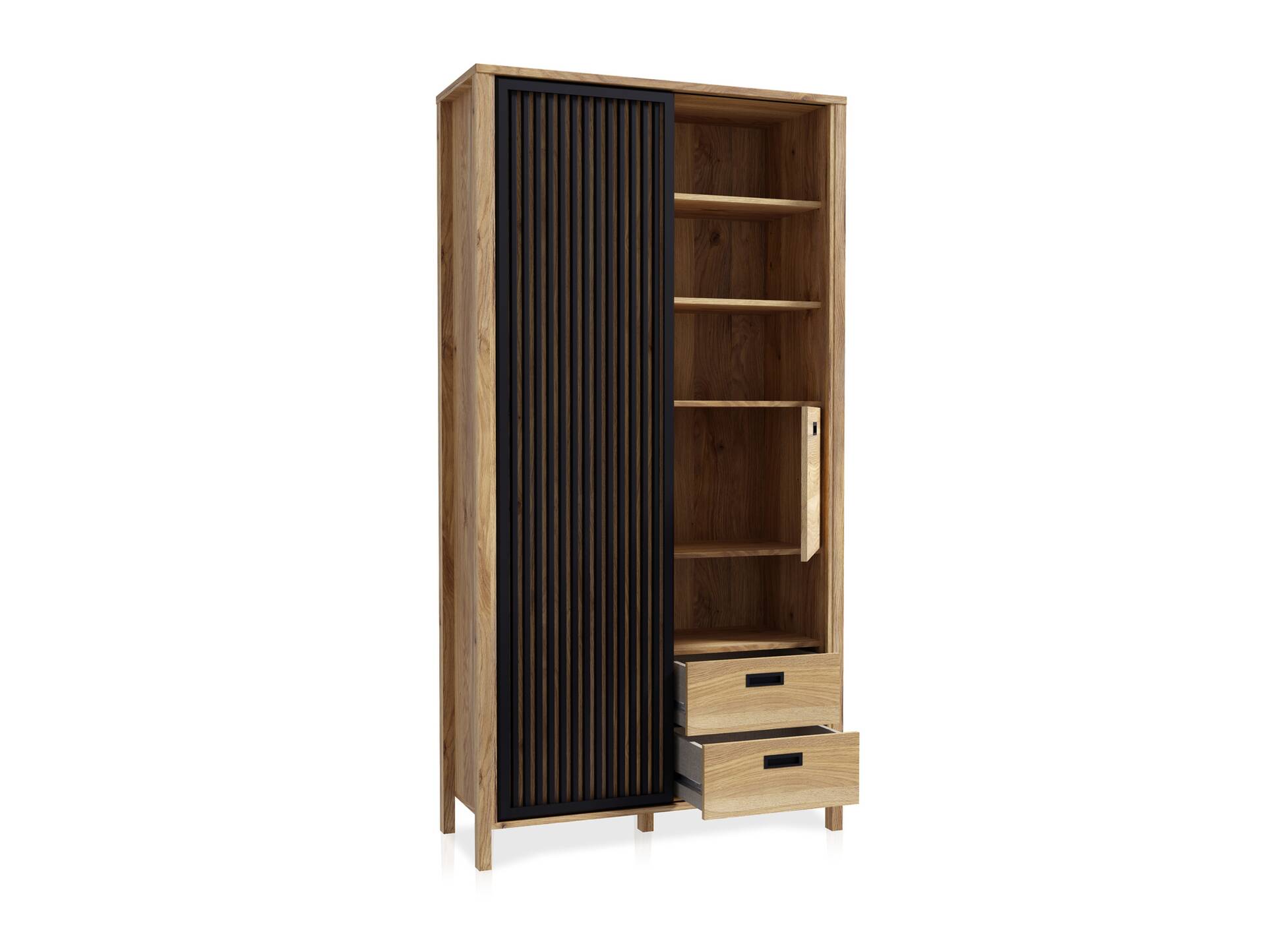 JACCO Highboard III, Material Spanplatte, Mauvella Eiche Nachbildung/schwarz 