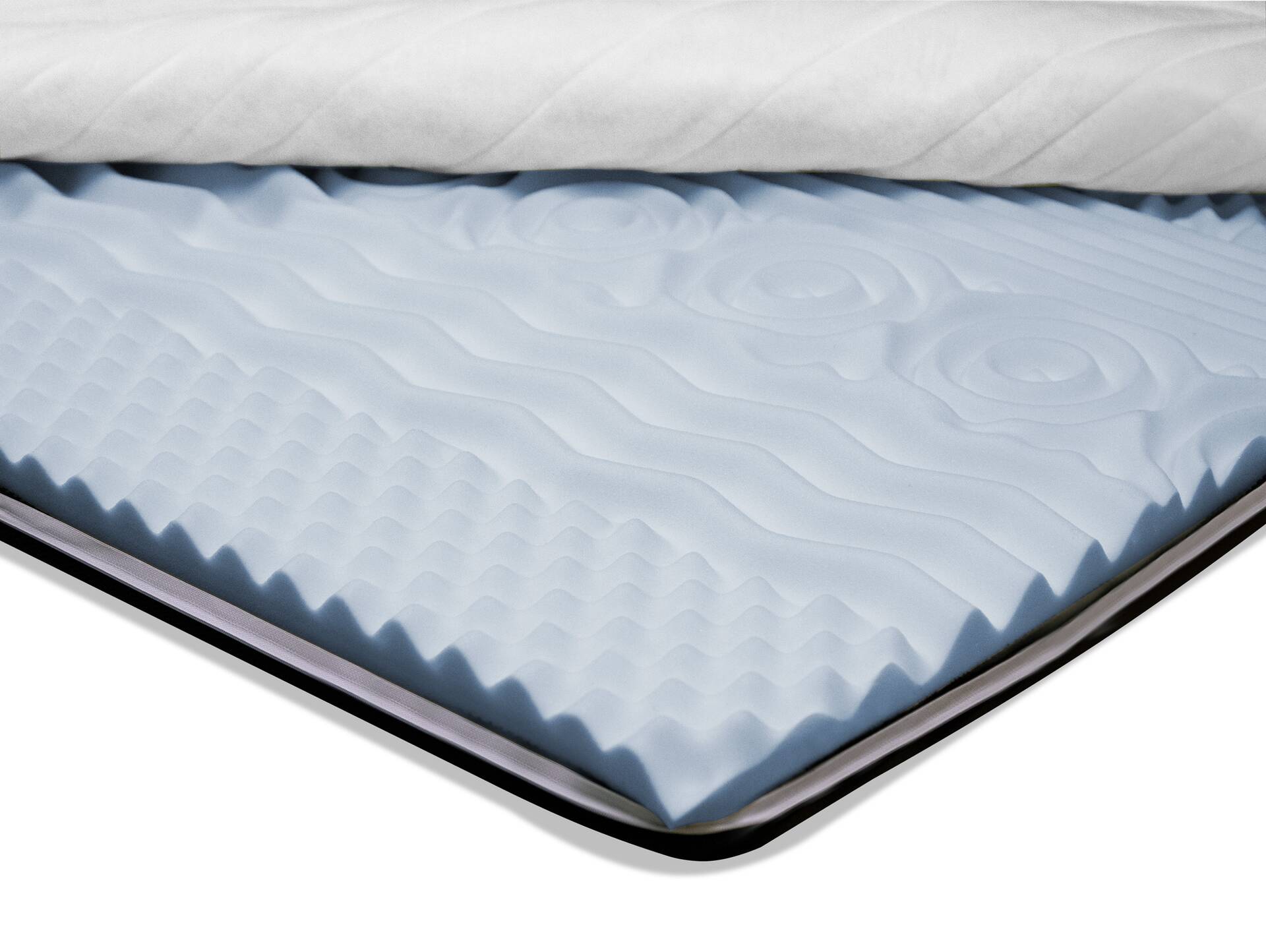 Topper II Kaltschaum, 8 cm, 7-Zonen, mit schwarzem Mesh 90 x 200 cm | Härtegrad 3