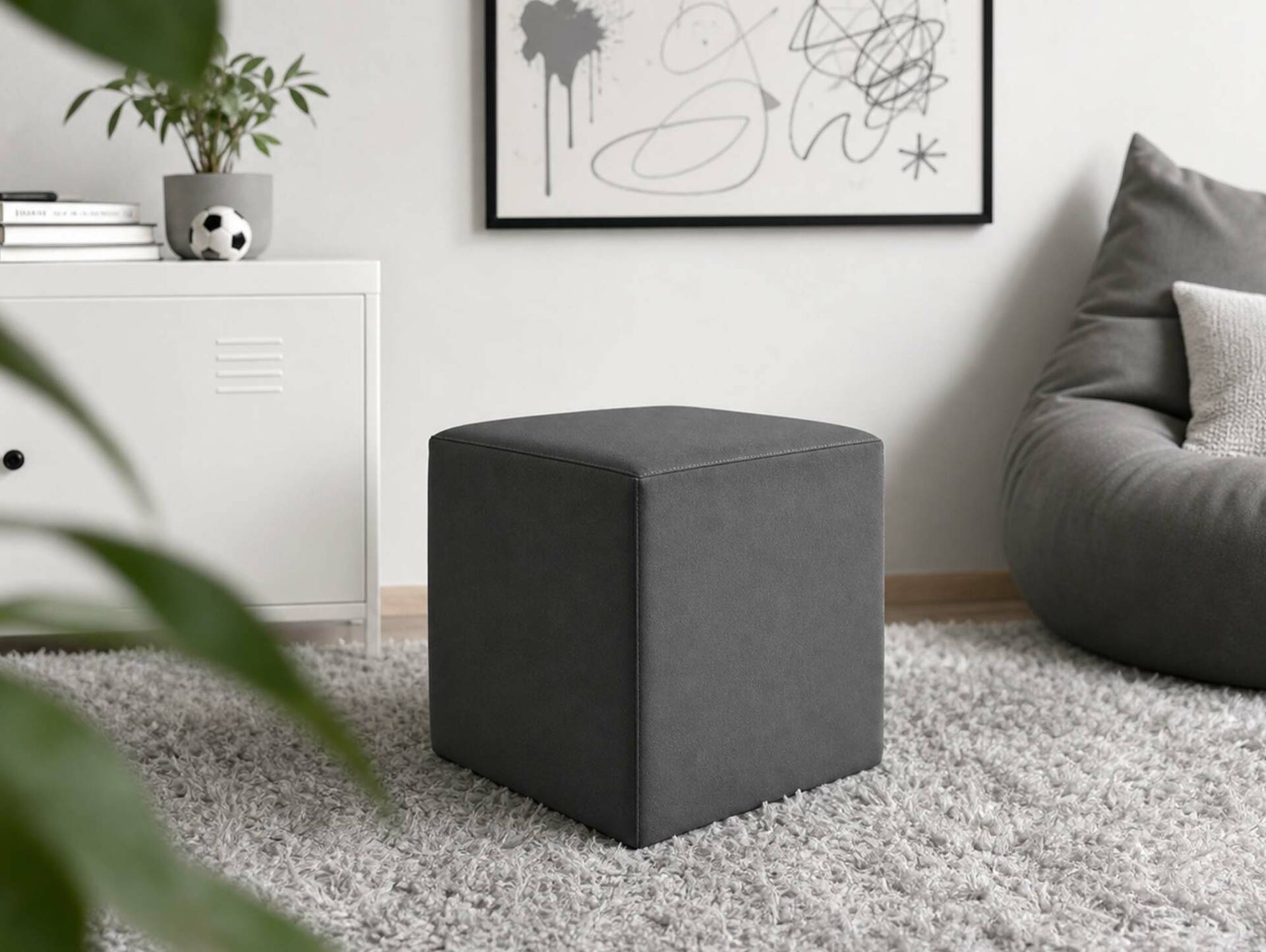 KUBUS Bequemer Sitzwürfel, Material Kunstleder, 39x34x34 cm Bandscheibenwürfel grau