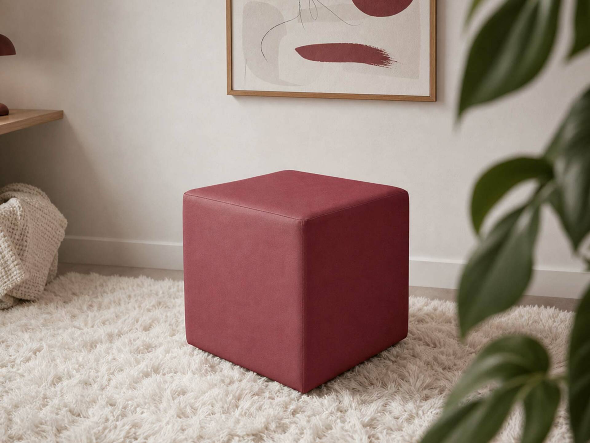 KUBUS Bequemer Sitzwürfel, Material Kunstleder, 39x34x34 cm Bandscheibenwürfel weinrot