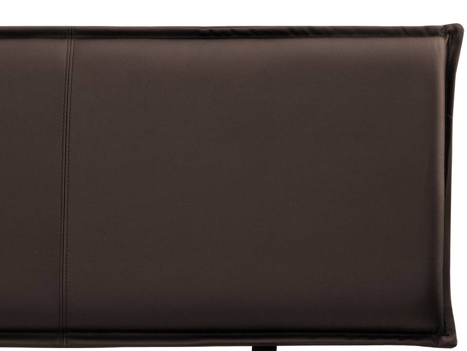 CURBY Kufenbett mit Polsterkopfteil, Material Massivholz, rustikale Altholzoptik, Fichte, Kufen schwarz 140 x 200 cm | vintage | Kunstleder Braun ohne Steppung