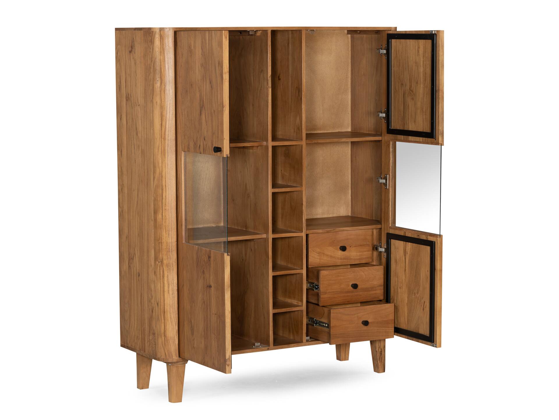 LINARO Highboard, Material Massivholz, Akazie massiv honigfarben 