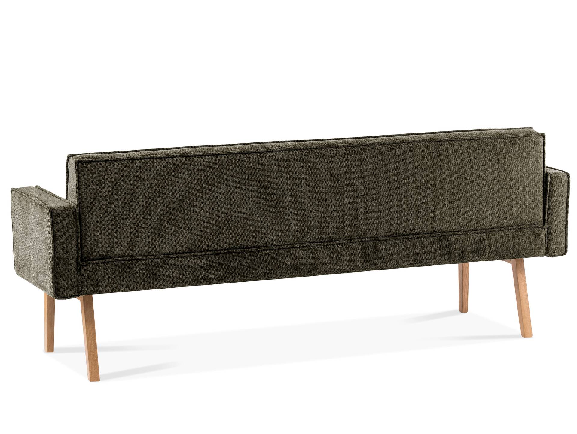 LORAN Polsterbank/Küchenbank mit Armlehnen, Material Massivholz Eiche, Stoffbezug in 2 Farben erhältlich 260 cm | Olivgrün