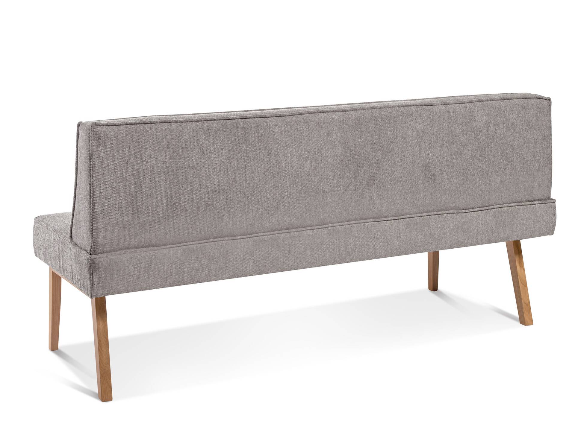 LORAN Polsterbank/Küchenbank ohne Armlehnen, Material Massivholz Eiche, Stoffbezug in 2 Farben erhältlich 200 cm | Grau