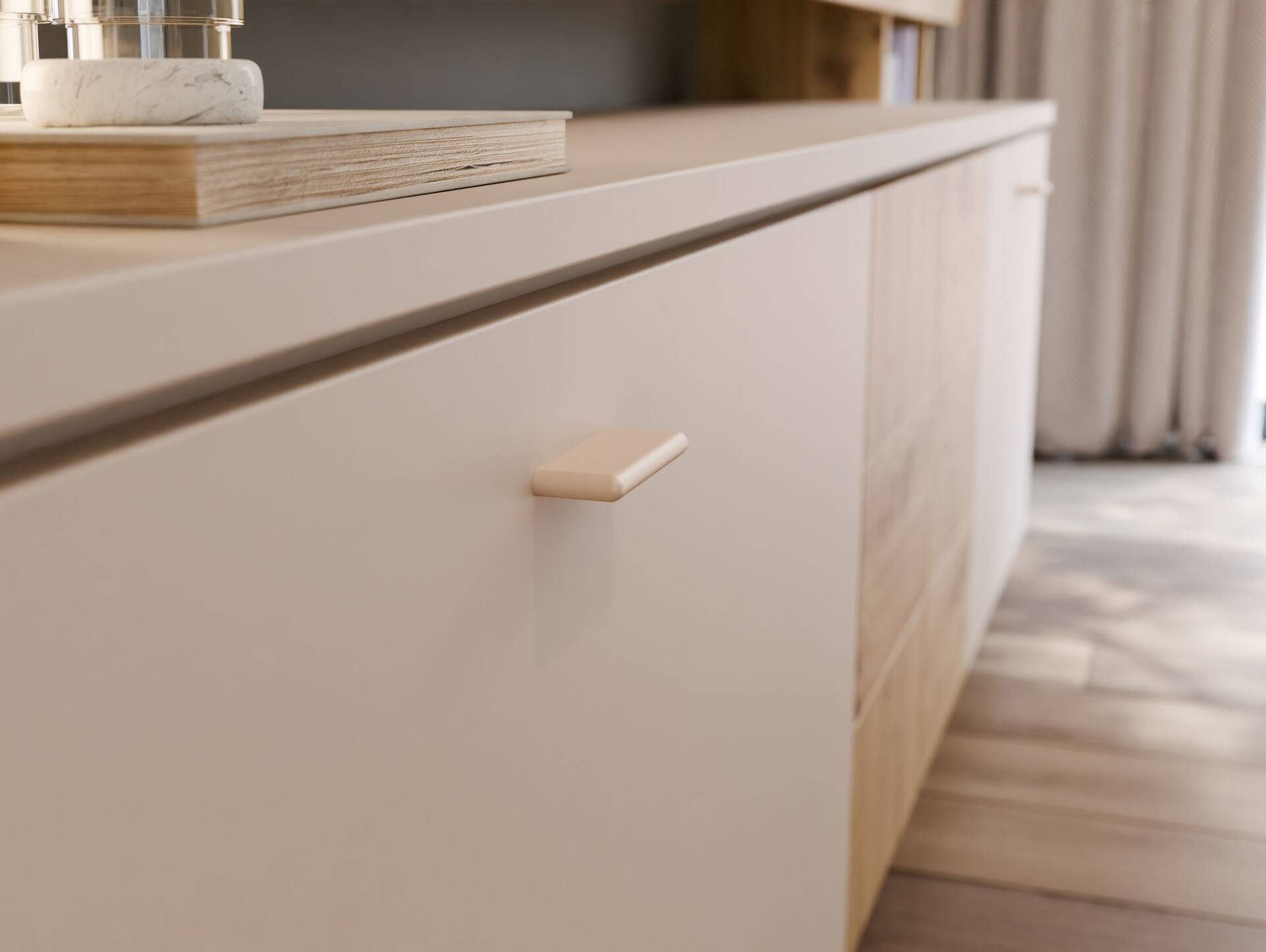 LEANDRO TV-Board, Material Spanplatte, Dekor Sand/Artisan Eichefarbig 