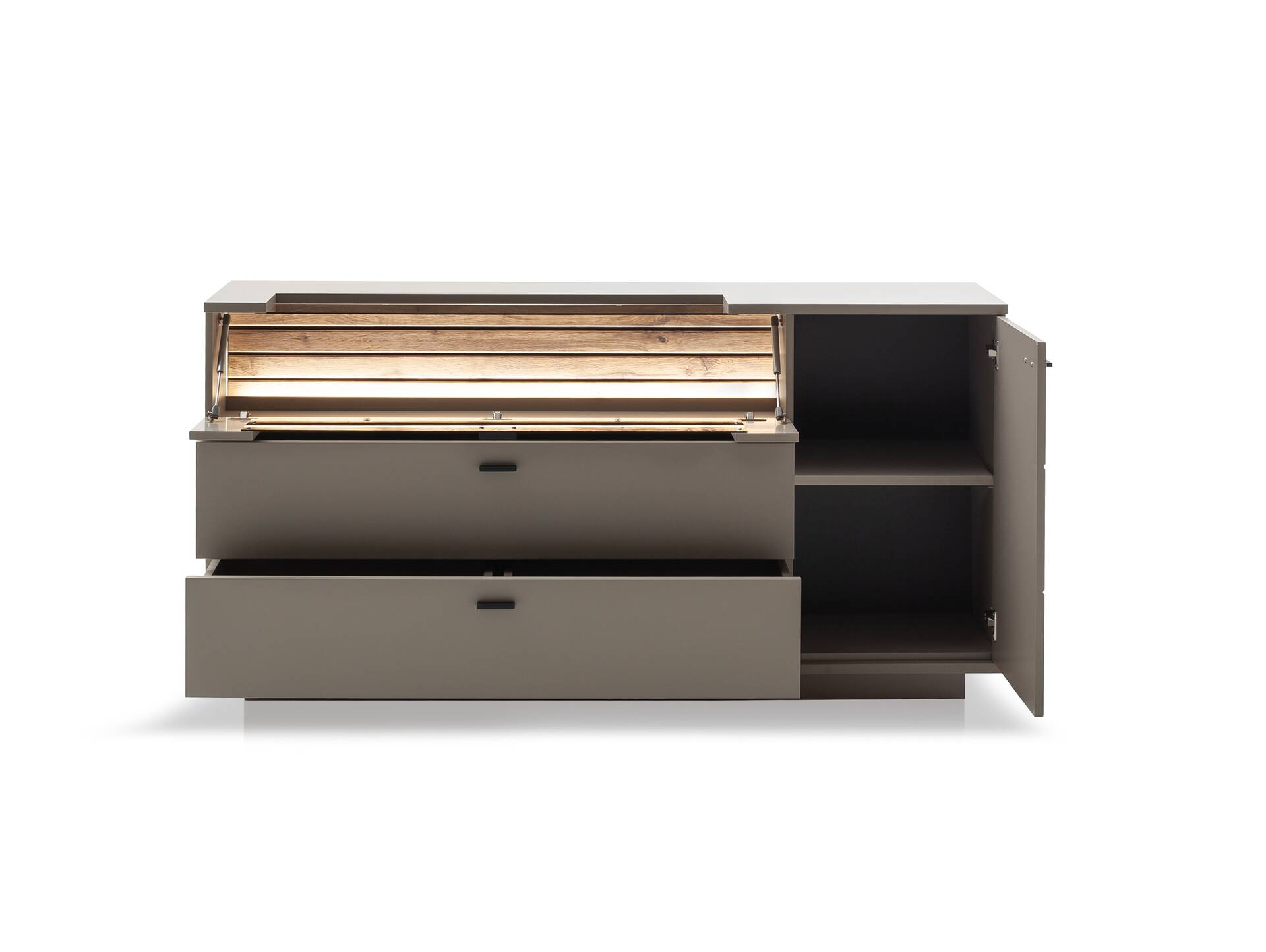 LUZERN Sideboard, Material Dekorspanplatte, basaltfarbig/eichefarbig 