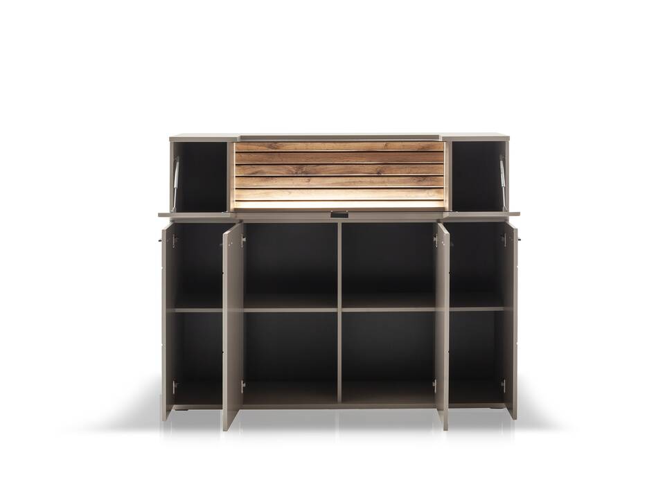 LUZERN Highboard, Material Dekorspanplatte, basaltfarbig/eichefarbig 
