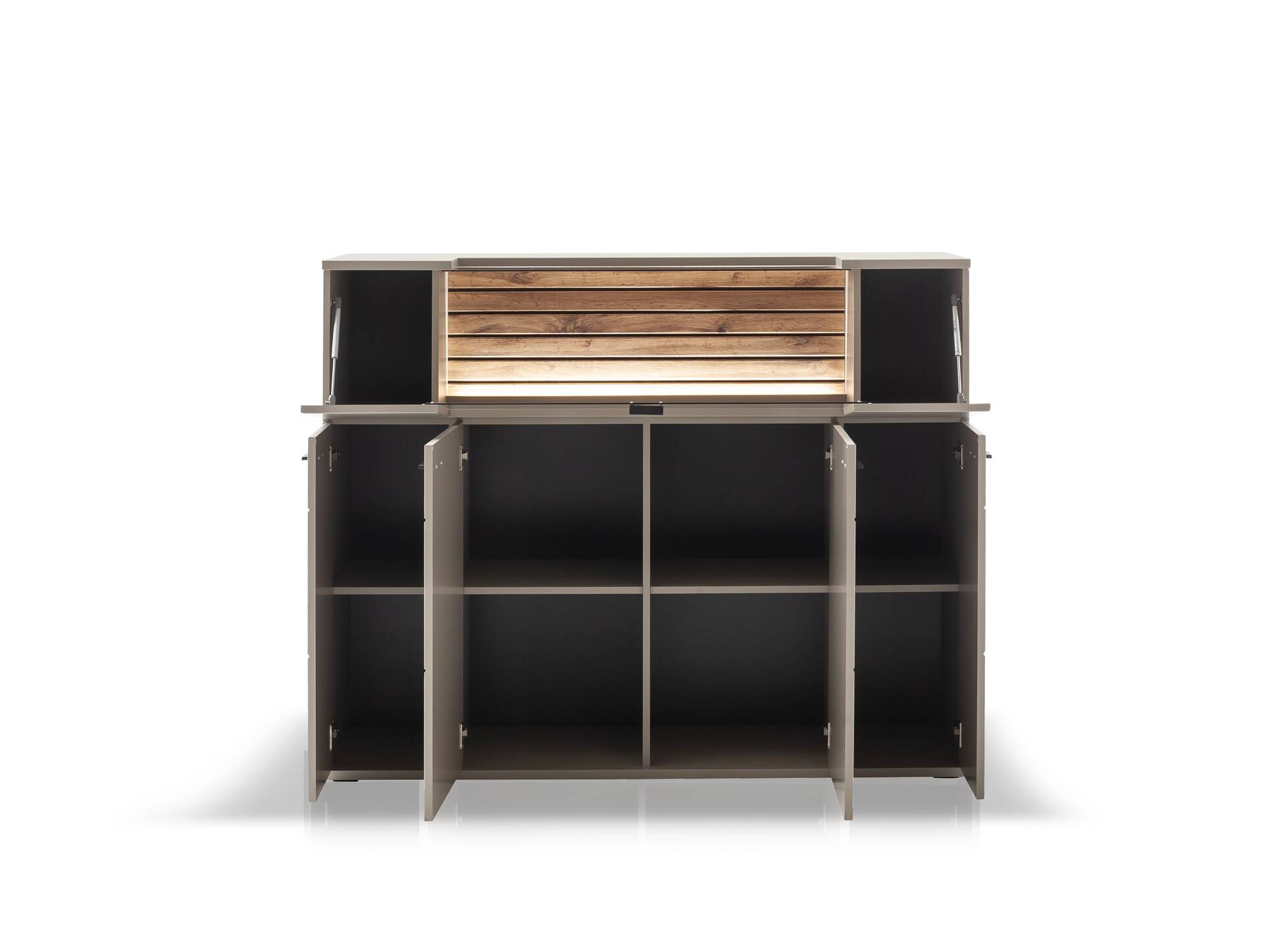 LUZERN Highboard, Material Dekorspanplatte, basaltfarbig/eichefarbig 