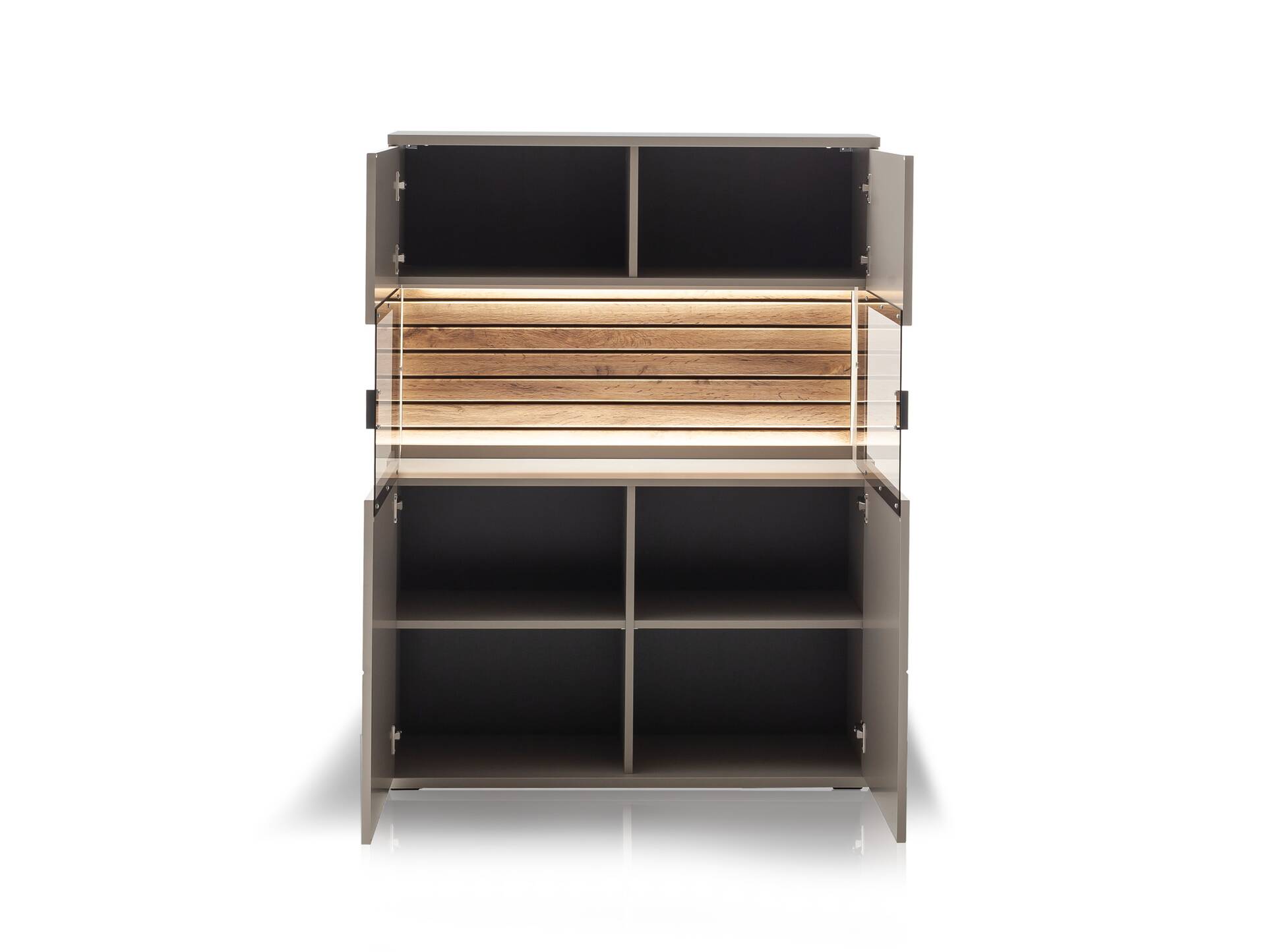LUZERN Highboard II, Material Dekorspanplatte, basaltfarbig/eichefarbig 