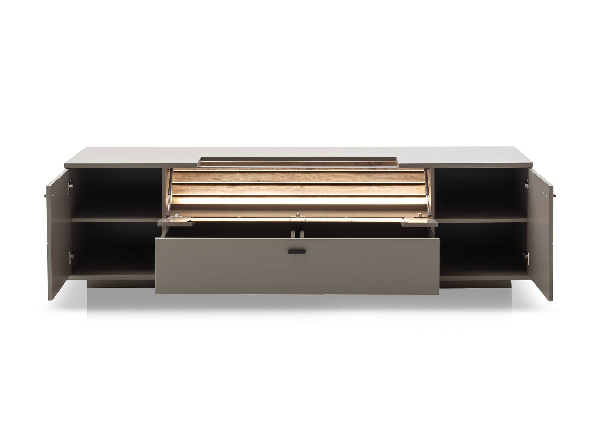 LUZERN TV-Element, Material Dekorspanplatte, basaltfarbig/eichefarbig 